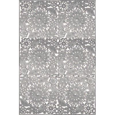 Tapis gris en laine tissé à la main Laurent