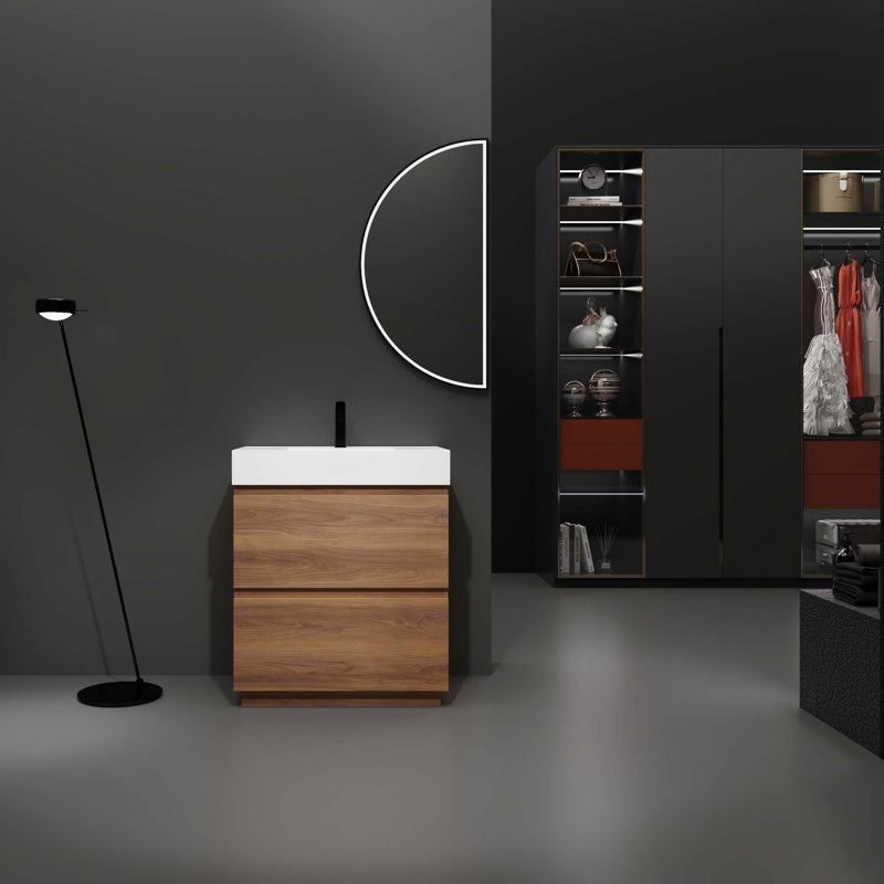 Meuble-lavabo avec lavabo simple, 30", Chêne