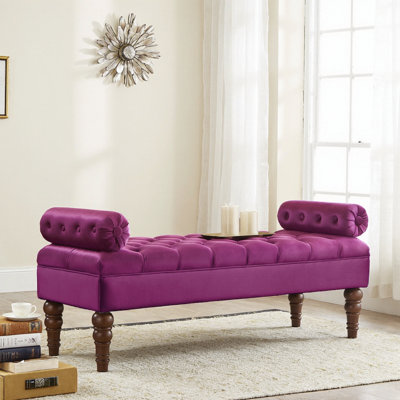 Velvet Upholstered Bench with Tufted Buttons - Plush Comfort for Bedroom Living Room Entryway Black