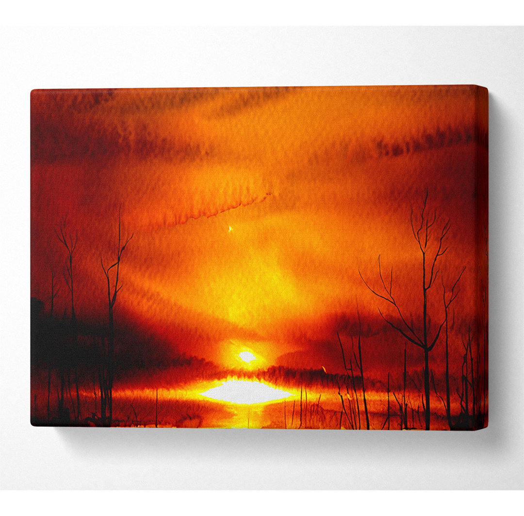 Orange Sunblaze Through the Misty Sky - Kunstdrucke auf Leinwand