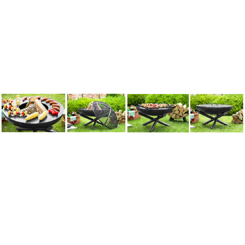 Round Smokeless Fire Pit, 40" H x 70" W x 70" D