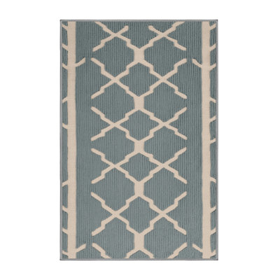 Machine Washable Trellis Gray Area Rug