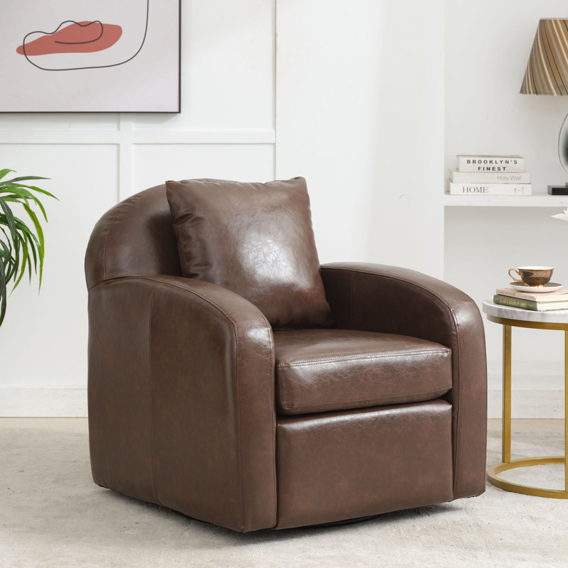 Fauteuil pivotant rembourré Oaklynd, Brun