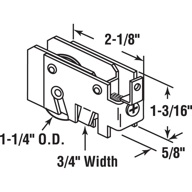 Single 1-1/4 in. Steel Ball Bearing Roller, F-Tab Style, Adjustable (Single Pack)