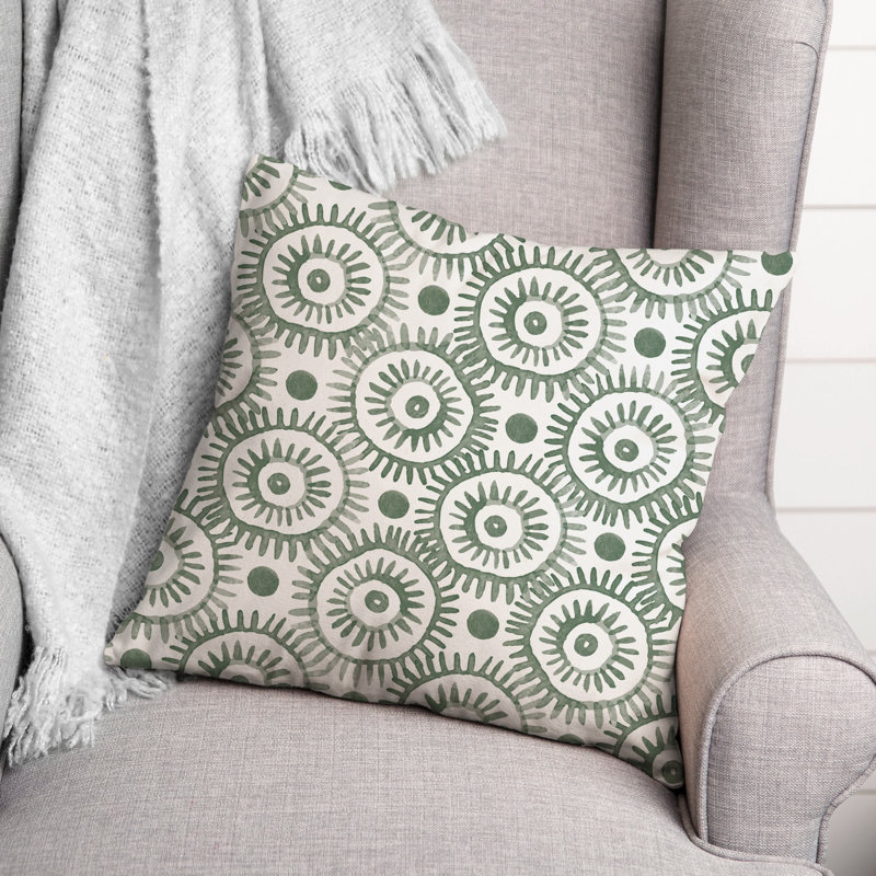 Housse et insert de coussin carré extérieur Circles 14, Vert, 18 po x 18 po