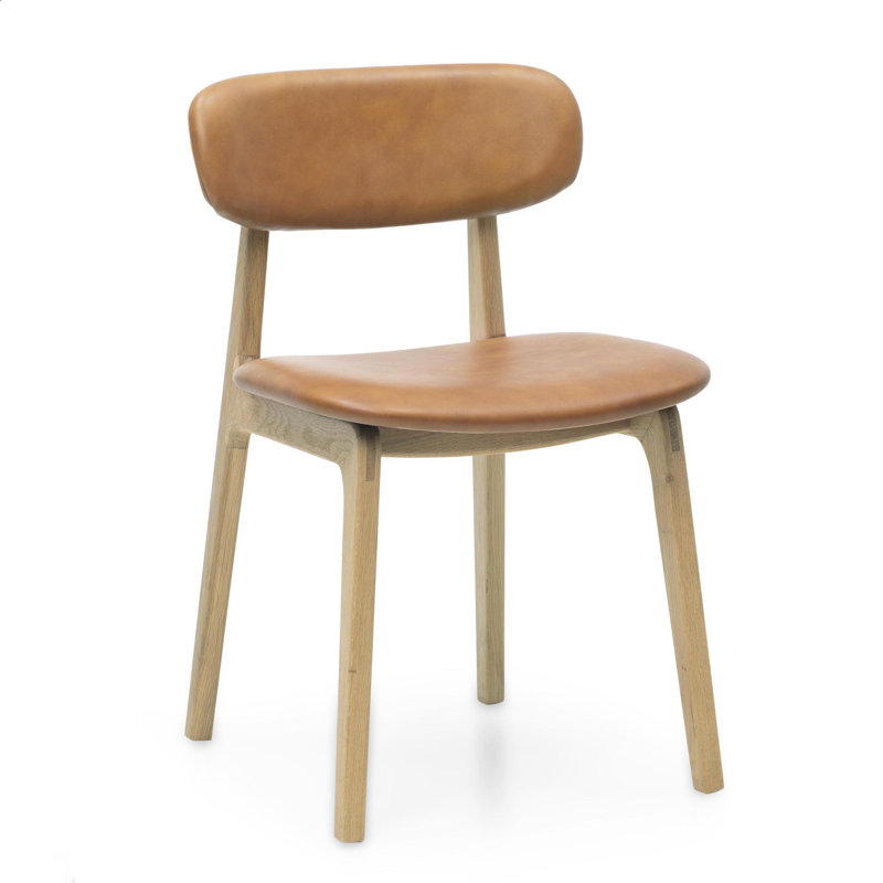 Adelene Leather Side Chair, Tan, Oak