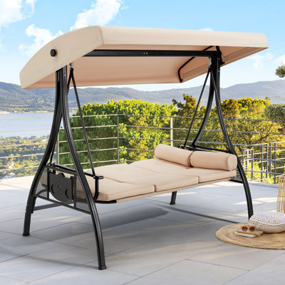 Kolyn Porch Swing with Stand and Adjustable Canopy