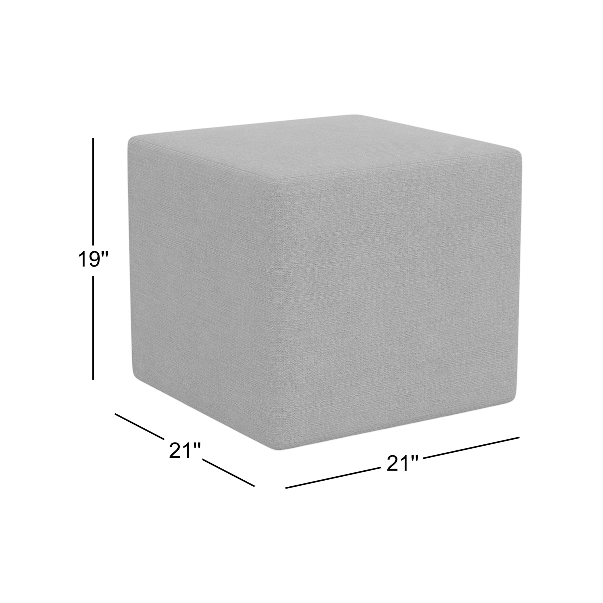 Samet 21'' Square Cube Ottoman, Classic Pearl Performance Velvet