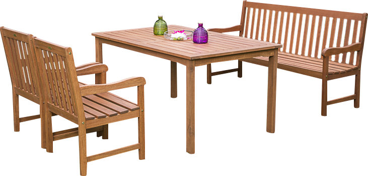 Adabpreet 5 - Person Wood Patio Dining Set with Rectangular Table