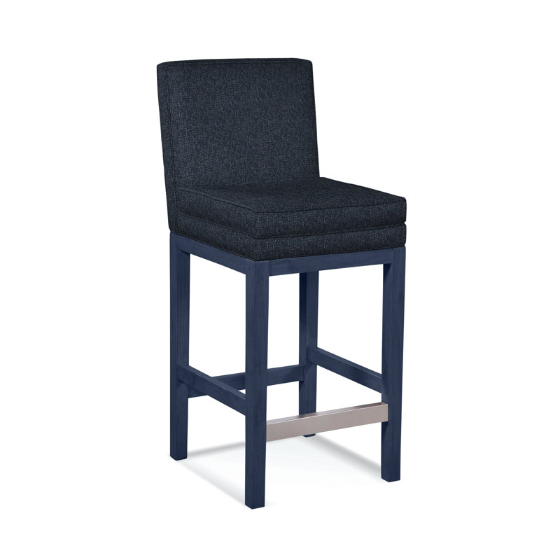 Upholstered Stool, Navy Crypton Performance; 0822-61, Antique Black Finish