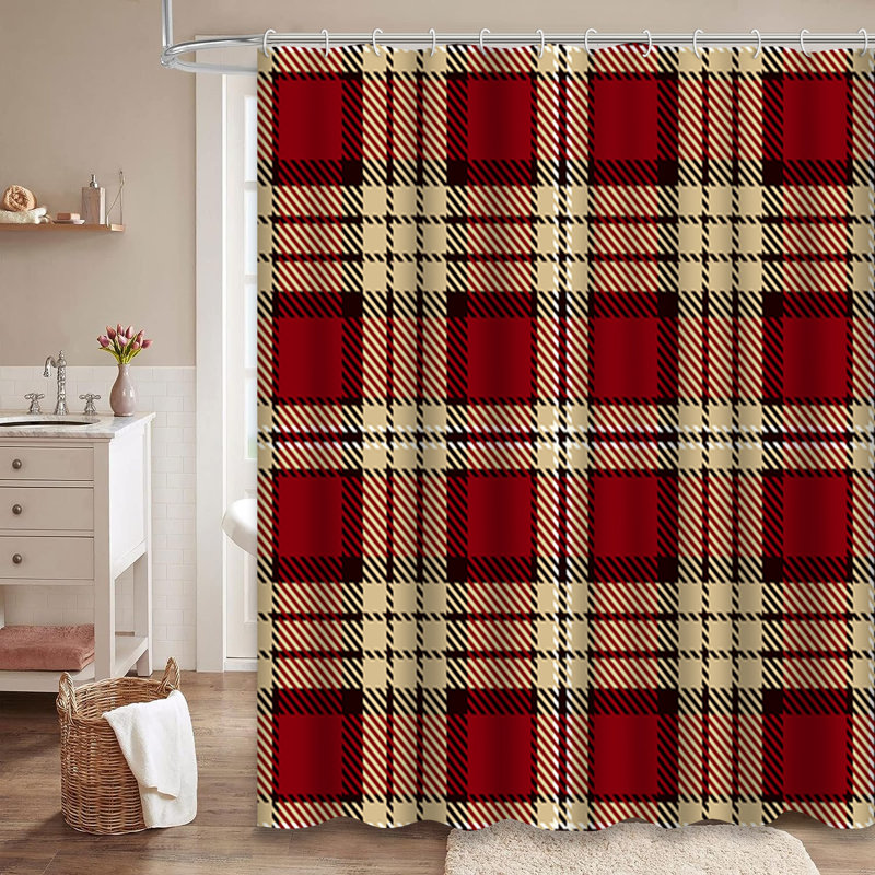 Rideau de douche Tartan, L 72 po x l 84 po