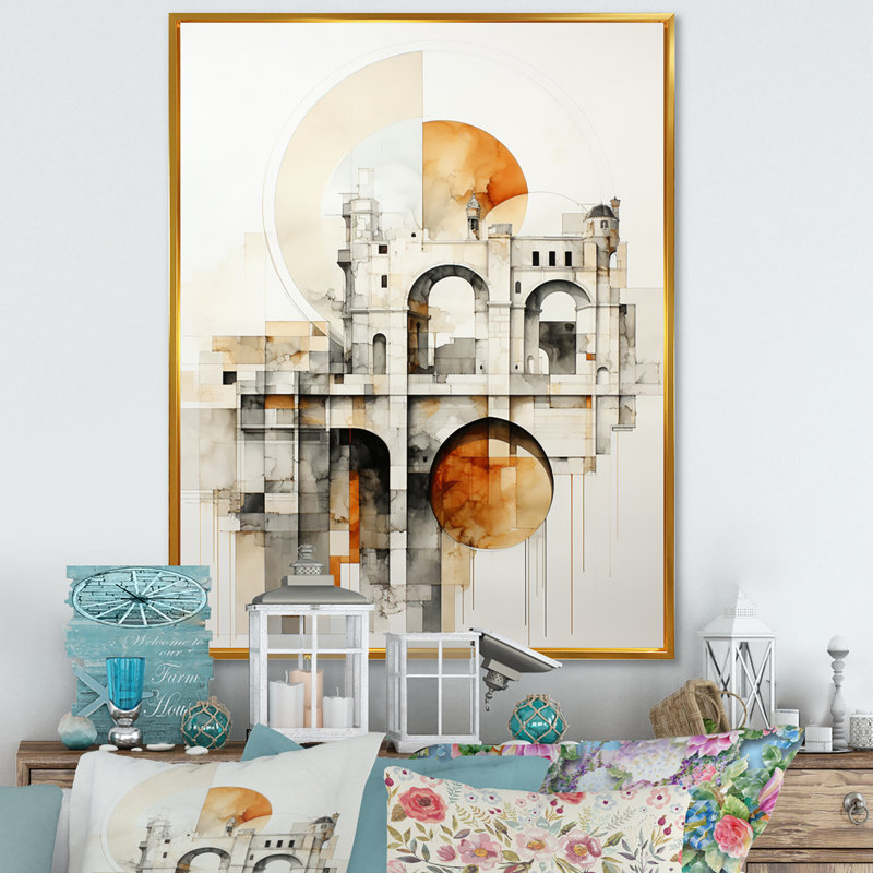 Impression sur toile Grey Bridge Minimalistic II - Cityscapes, H 20 po x l 12 po x P 1 po, Cadre flottant doré