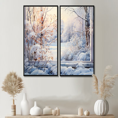 «Winter River Window View III - Winter Landscape», art mural