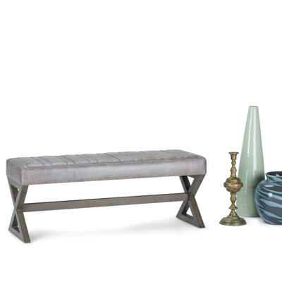 Grand repose-pieds contemporain en cuir végétalien l 48 po avec coutures matelassées Salinger
