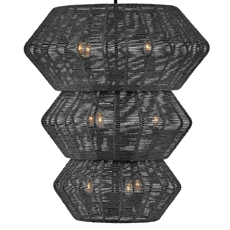 Luca Ten-Light Woven Three-Tier Chandelier by Lisa McDennon, Black