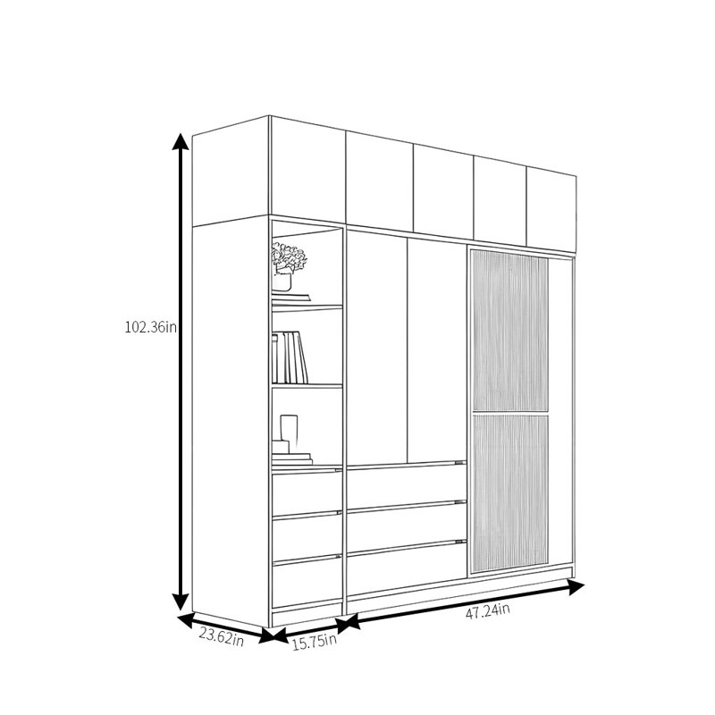 Garde-robe de luxe léger, H 102 po x l 63 po x P 24 po