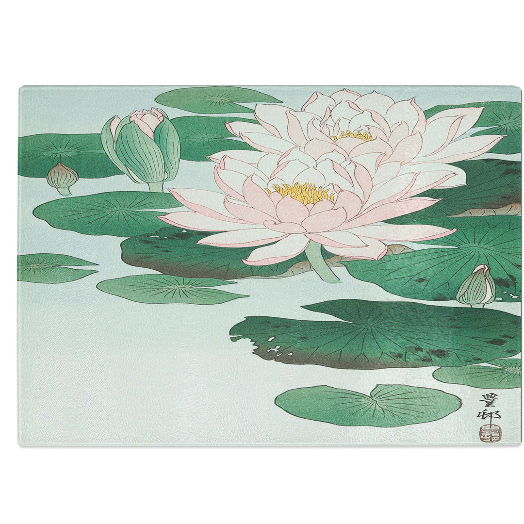 Tempered Glass Water Lilies by Ohara Koson Chopping Board