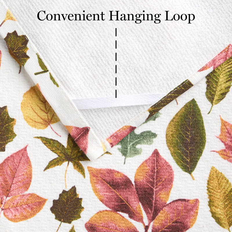 Autumn Harvest Falling Leaves Cotton Kitchen Towel Set
