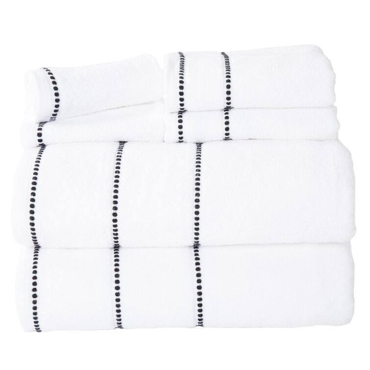 6-Piece Taupe/Black Luxury Quick Dry 100% Cotton Bath Towel Set
