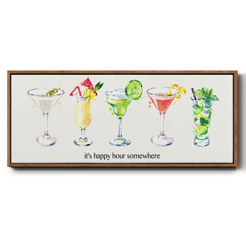 Happy Hour cocktails - toile encadrée, H 8 po x l 20 po