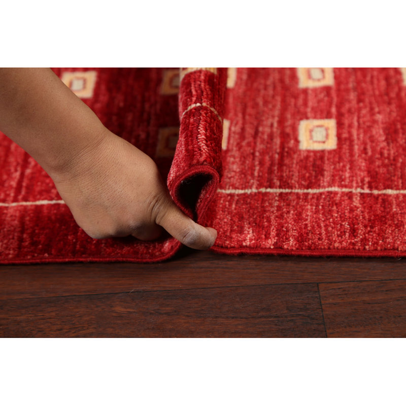 Gabbeh Kashkoli One-of-a-Kind 2'7" X 8'3" New Age Runner Wool Area Rug in Red