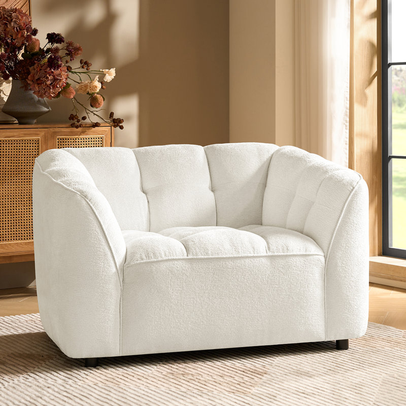 Fauteuil surdimensionné moderne rembourré Hulda, Ivoire ivoire