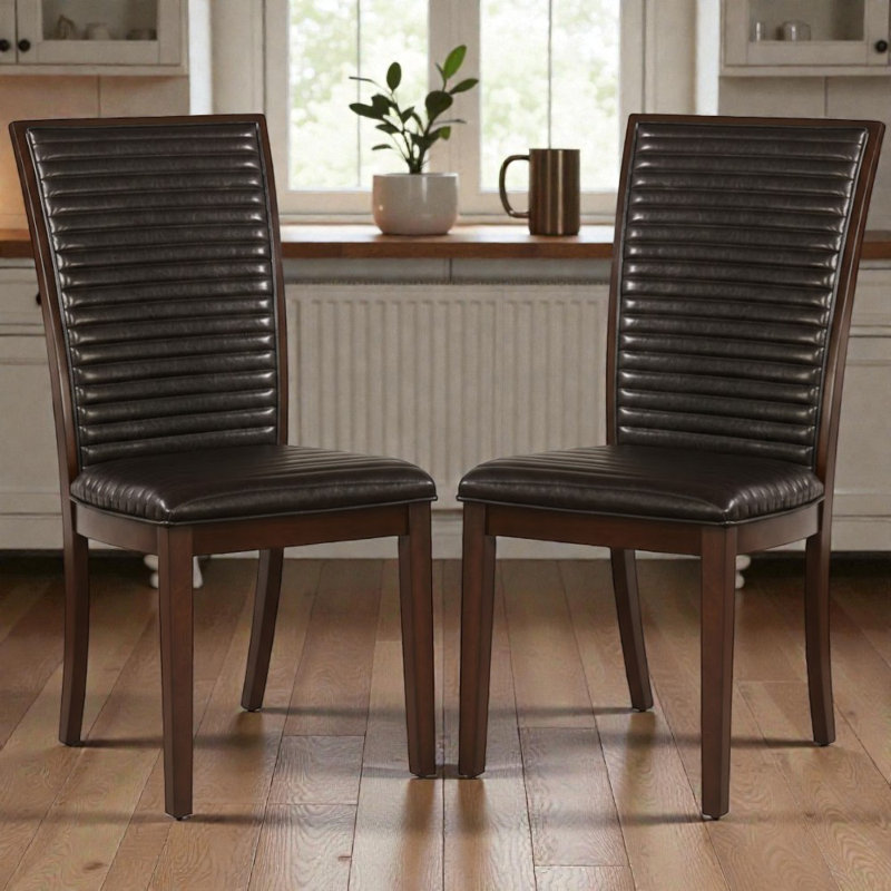 Ensemble de 2 chaises d'appoint Calista en similicuir espresso avec siège rembourré et dossier capitonné