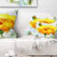 Croquis de roses jaunes avec boutons de roses - Coussin décoratif imprimé floral