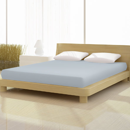 Bernardo Cotton Blend Fitted Sheet, 180 - 200cm x 200 - 220cm, Grey/Brown/Blue