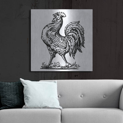 August Grove® «Proud Rooster» par Art Licensing Studio, art mural en métal