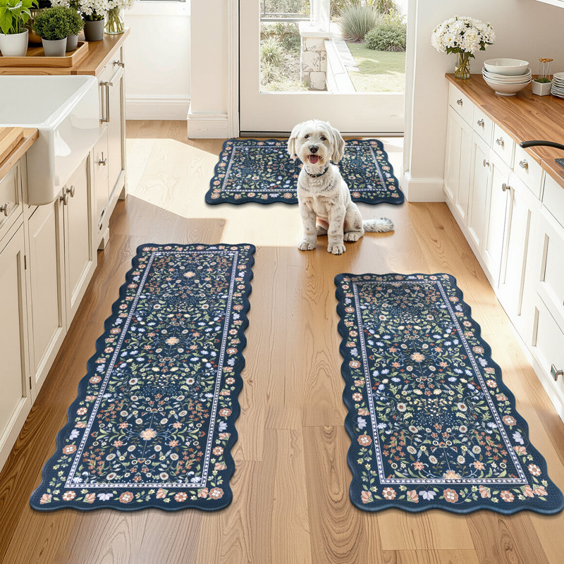 Anti-Fatigue Non-slip Kitchen Mat (Set of 3), Blue