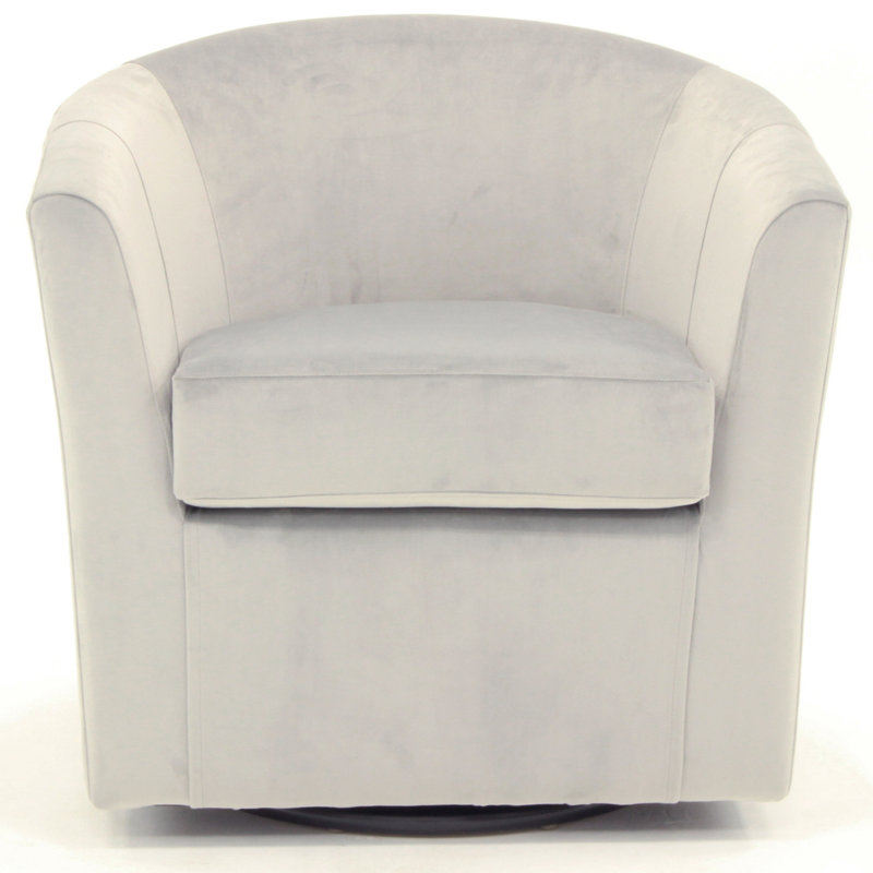 Fauteuil demi-tonneau pivotant 31 po Hansell, Velours Chantel étain performance