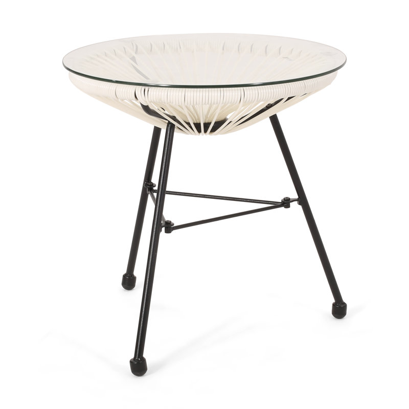 Outdoor Patio Side Table, White