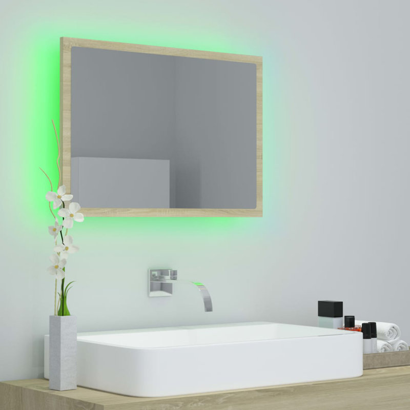 Engineered Wood Flat Wall Mirror, Sonoma Oak, 14.57" x 23.62"