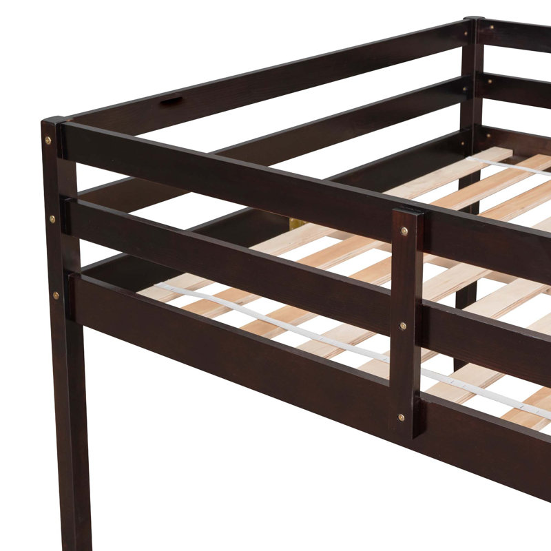 Lit mezzanine avec échelle en bois massif, Espresso