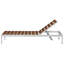 Chaise longue d'extérieur en aluminium Aynura avec inclinaison réglable, planches en résine de polyester, roues, structure blanche et planches en polyrésine de teck-504550107