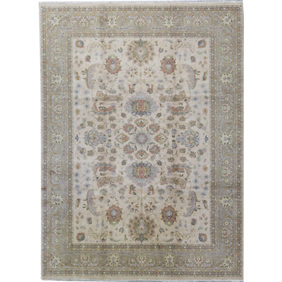 Tapis beige noué à la main de haute qualité
