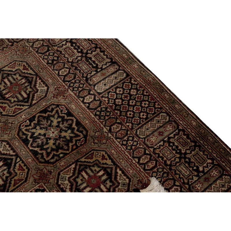 Hand-Knotted High-Quality Black and Black Area Rug