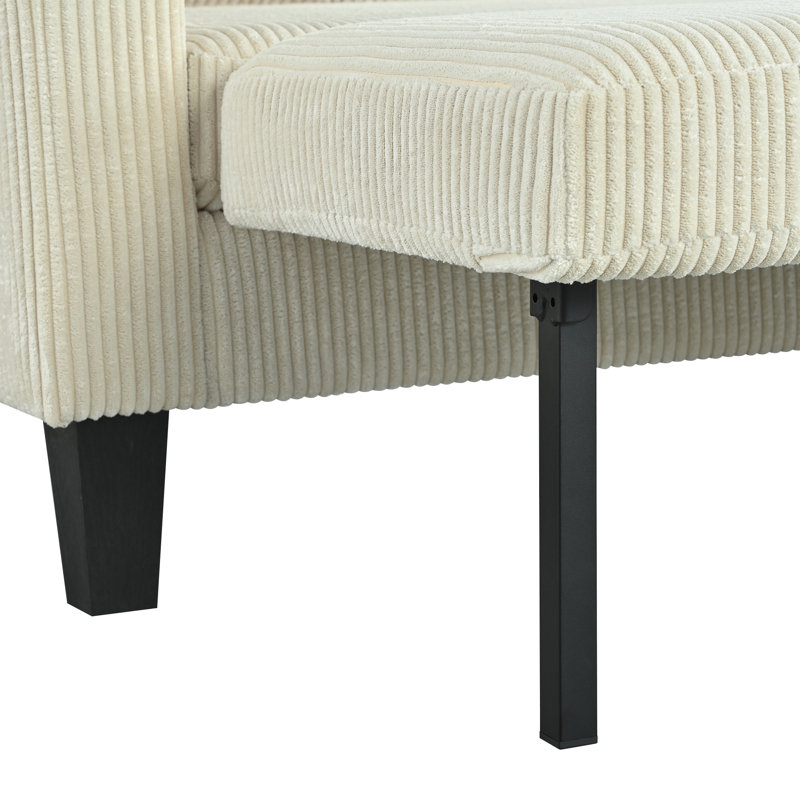Reversible Sectional Sofa With Storage Chaise, Beige Corduroy