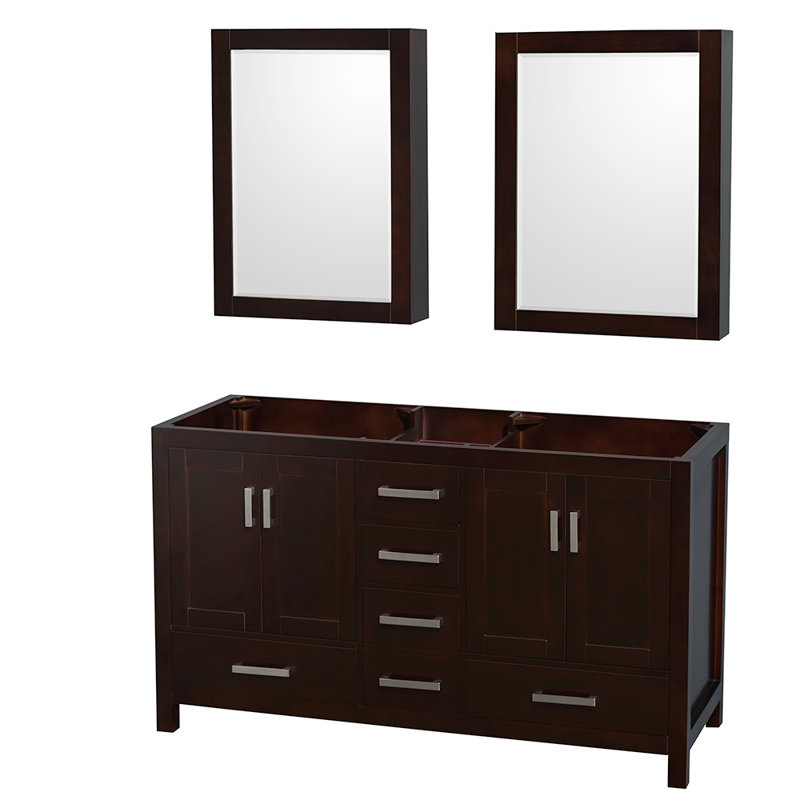 Sheffield 60" Double Bathroom Vanity Base Only, Espresso