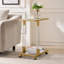 Table d'appoint dorée, table de canapé en acrylique, table carrée en C avec plateau en verre et base en métal pour le salon, la chambre à coucher, le balcon, la maison et le bureau