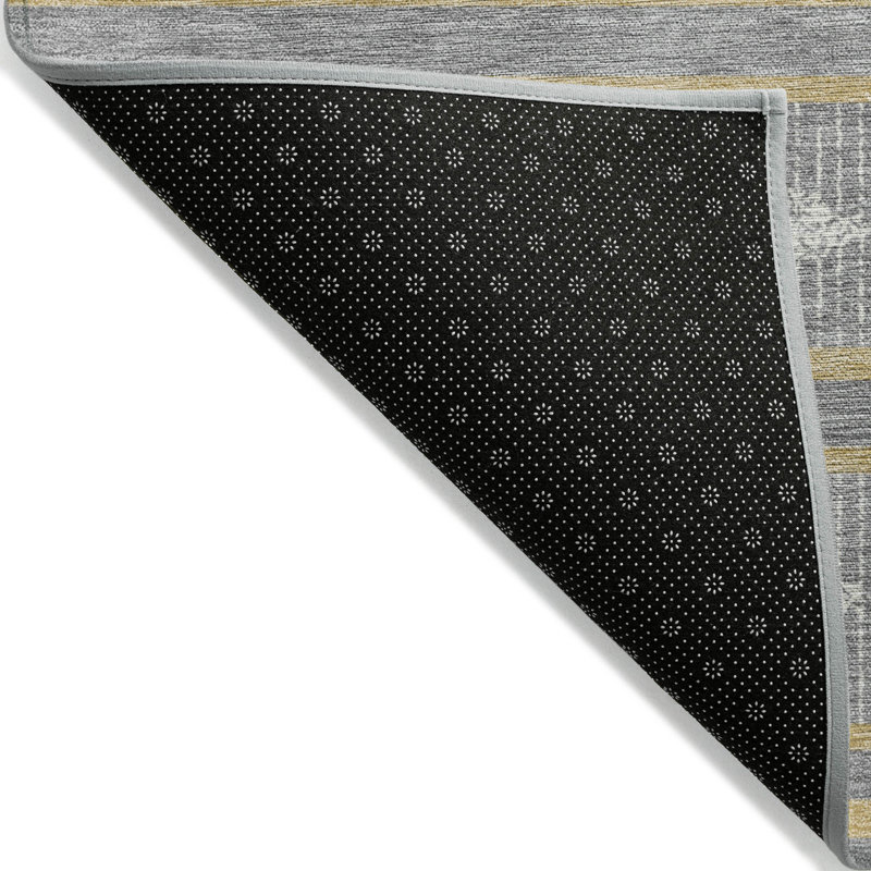 3' X 5' Gray Ivory And Brown Geometric Washable Indoor Outdoor Area Rug