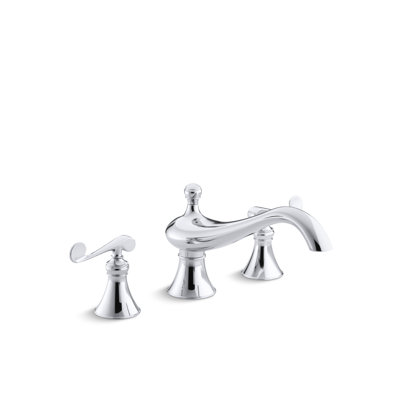 Revival Deck-Mount Bath Faucet Trim for High-Flow Valve with 9-5/8" Spout, Scroll Lever Handles, Valve Not Included
