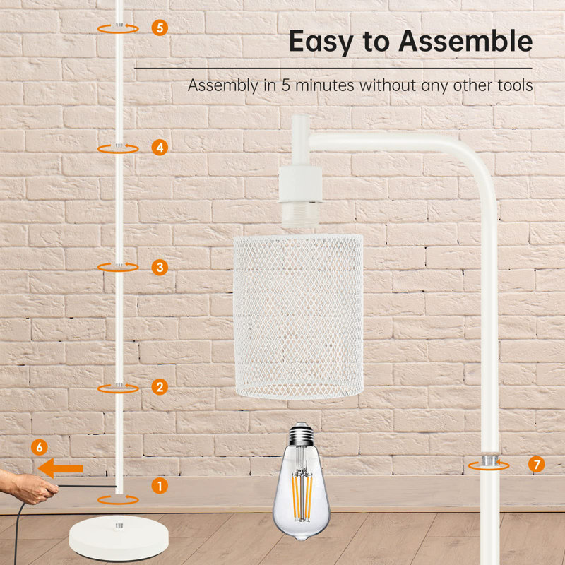 Industrial Floor Lamp, Blanc