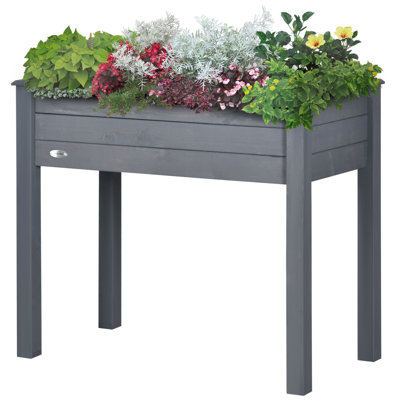 Raised Garden Bed With Legs, 34" X 18" X 30", Elevated Wooden Planter Box, Self-Draining With Bed Liner For Vegetables, Herbs, And Flowers Backyard, Patio, Balcony Use
