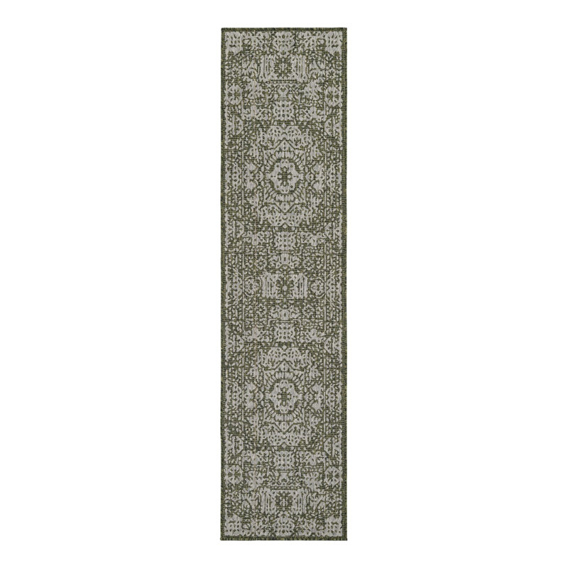 Cowie Green/Gray Rug, Runner 2' x 8'