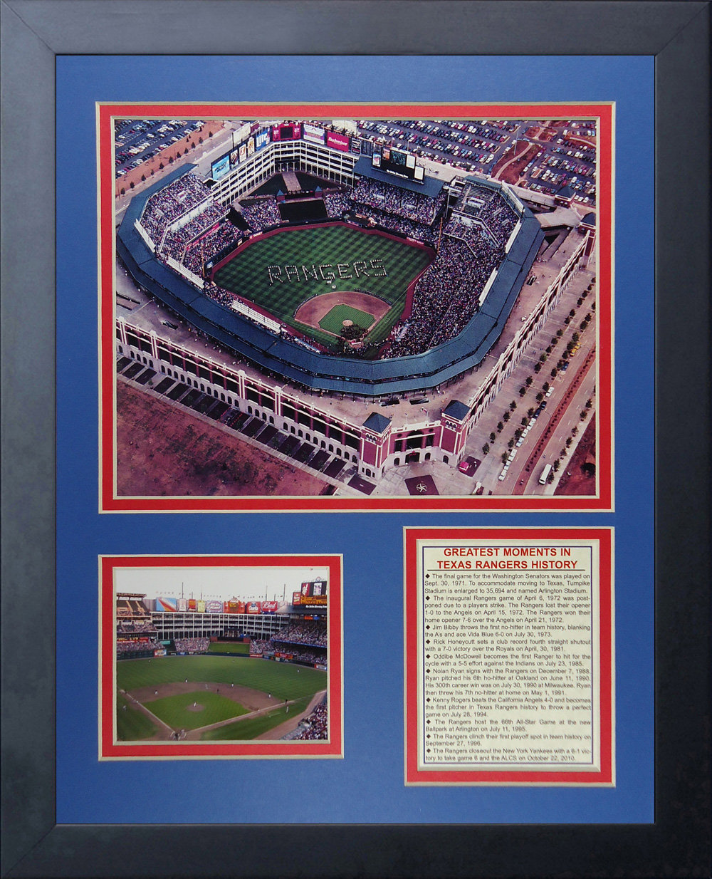 Texas Rangers Frame Legends Never Die Texas Rangers Ballpark at Arlington Framed ...