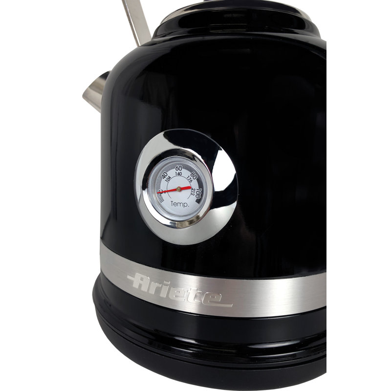 Ariete Moderna 1.7L Stainless Steel Electric Kettle, Black