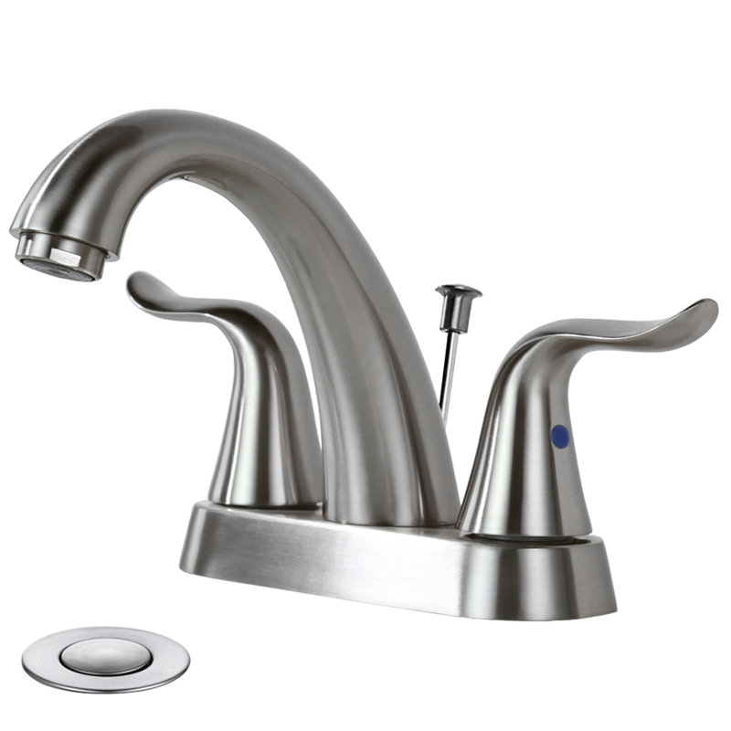 2-handle Bathroom Faucet with Drain Assembly, Brushed Nickel