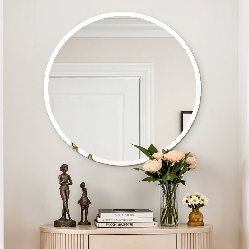 Rithi Round Flat Wall Mirror, 40 cm H x 40 cm W